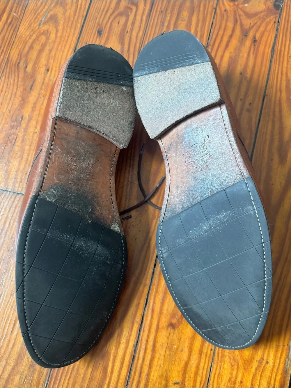 J.Crew Oar Stripe Italian Leather Derby Shoes 11.5 Medium Brown Goodyear Welt